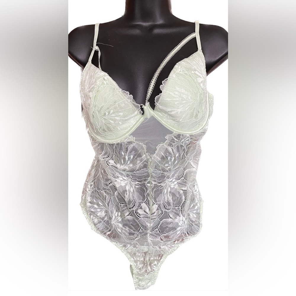 NWOT LS LT GRN Sheer Body Suit, XL *P1061